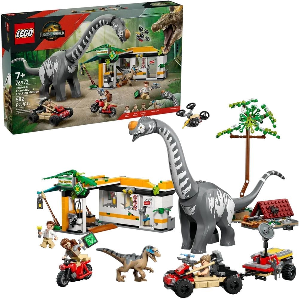 LEGO Jurassic World - Raptor and Titanosaurus Tracking Mission Building Set, , large
