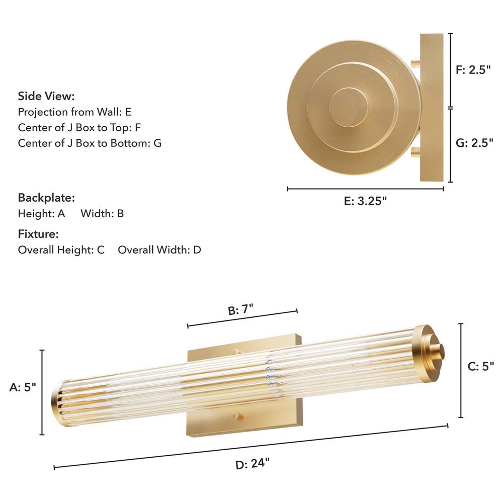 Hunter Holly Grove 24&quot; 2-Light Vanity with Clear Shade in Alturas Gold, , large