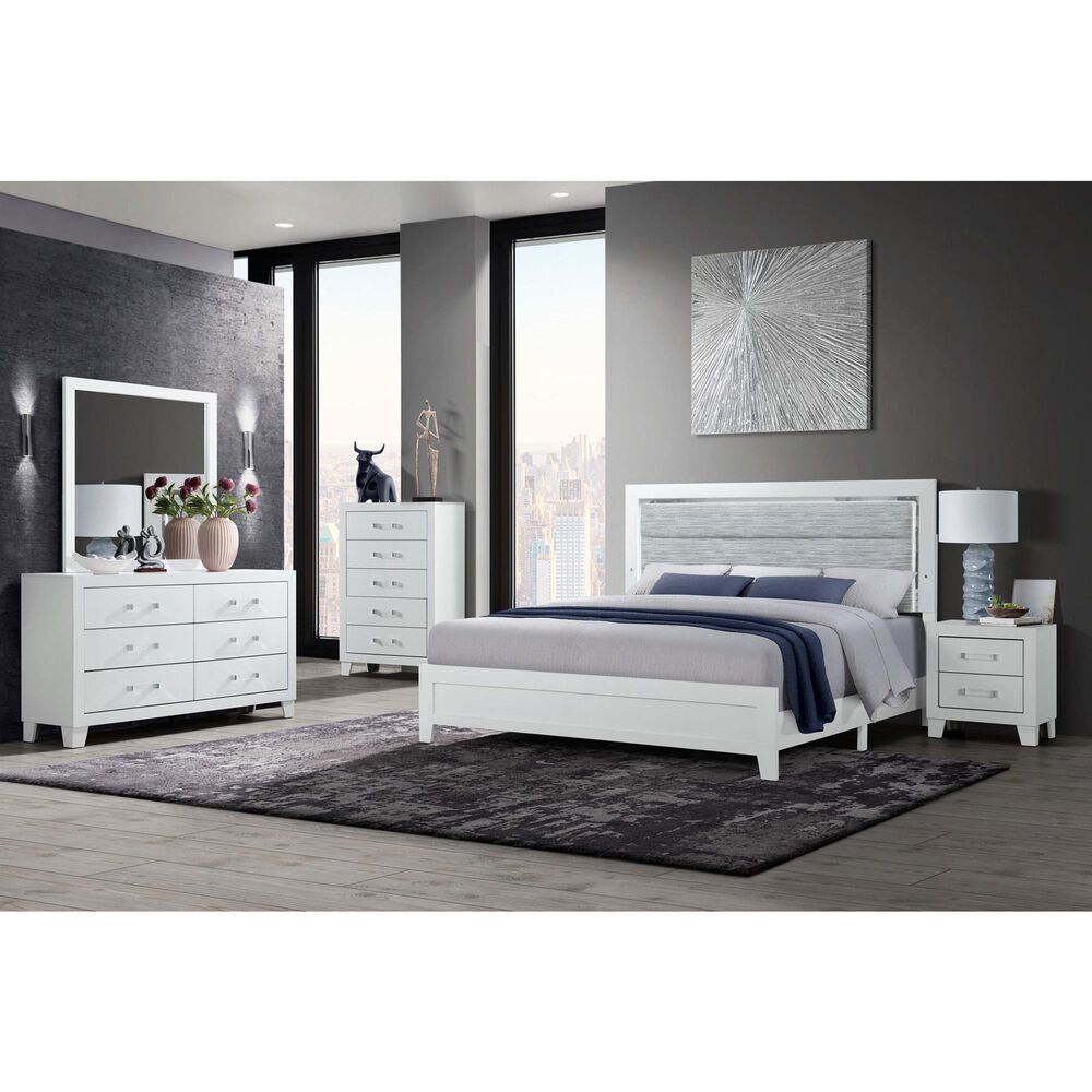 Global Furniture USA Luccia King Bed with LED in White, , large