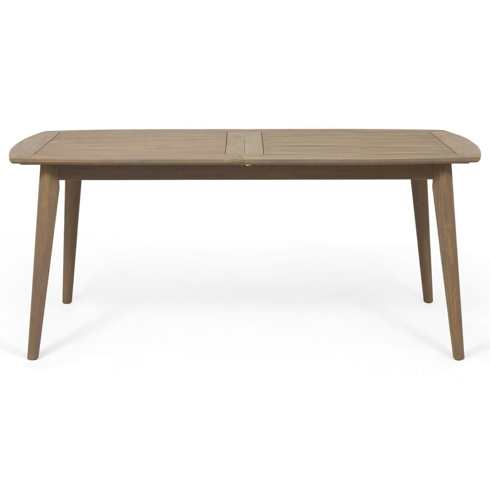 Hearth and Haven Outdoor Acacia Wood Expandable Dining Table in Gray, , large