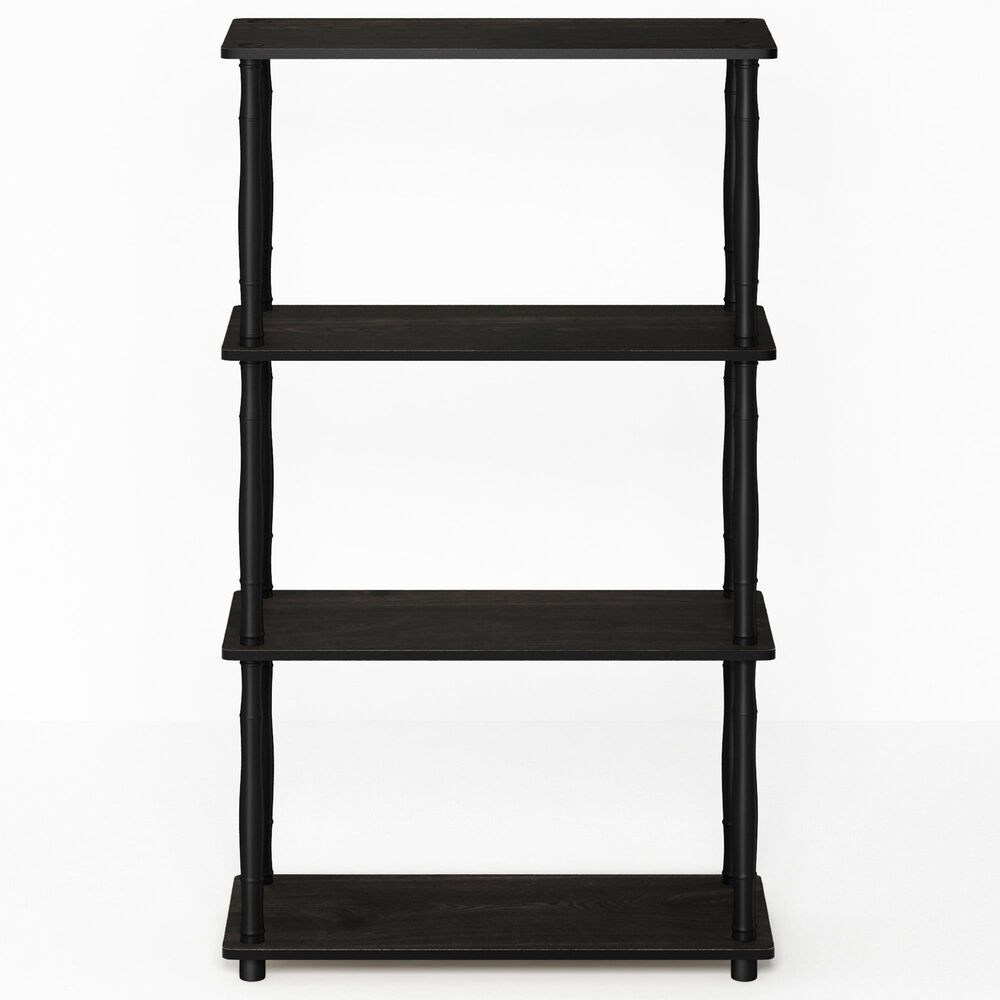 HOMLUX Turn-N-Tube 4-Tier Corner Open Storage Bookshelf in Espresso and Black, , large
