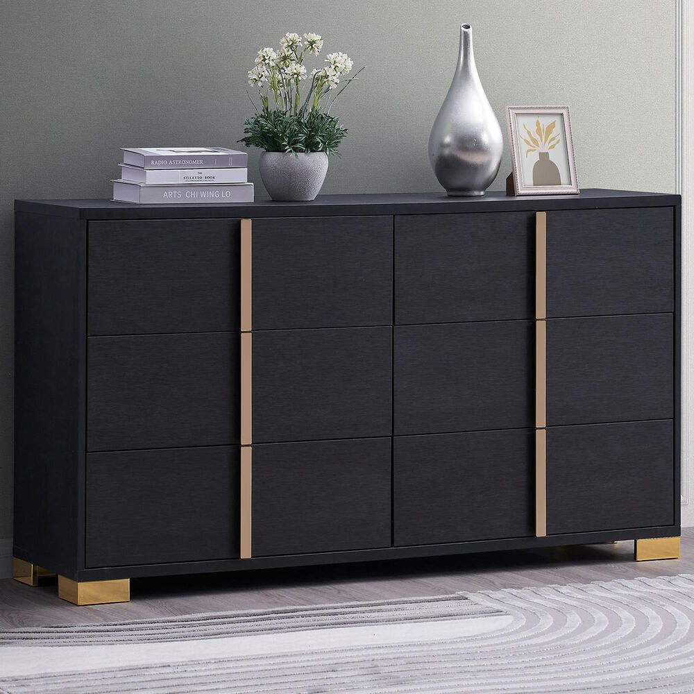 Pacific Landing Marceline 6-Drawer Dresser in Black, , large