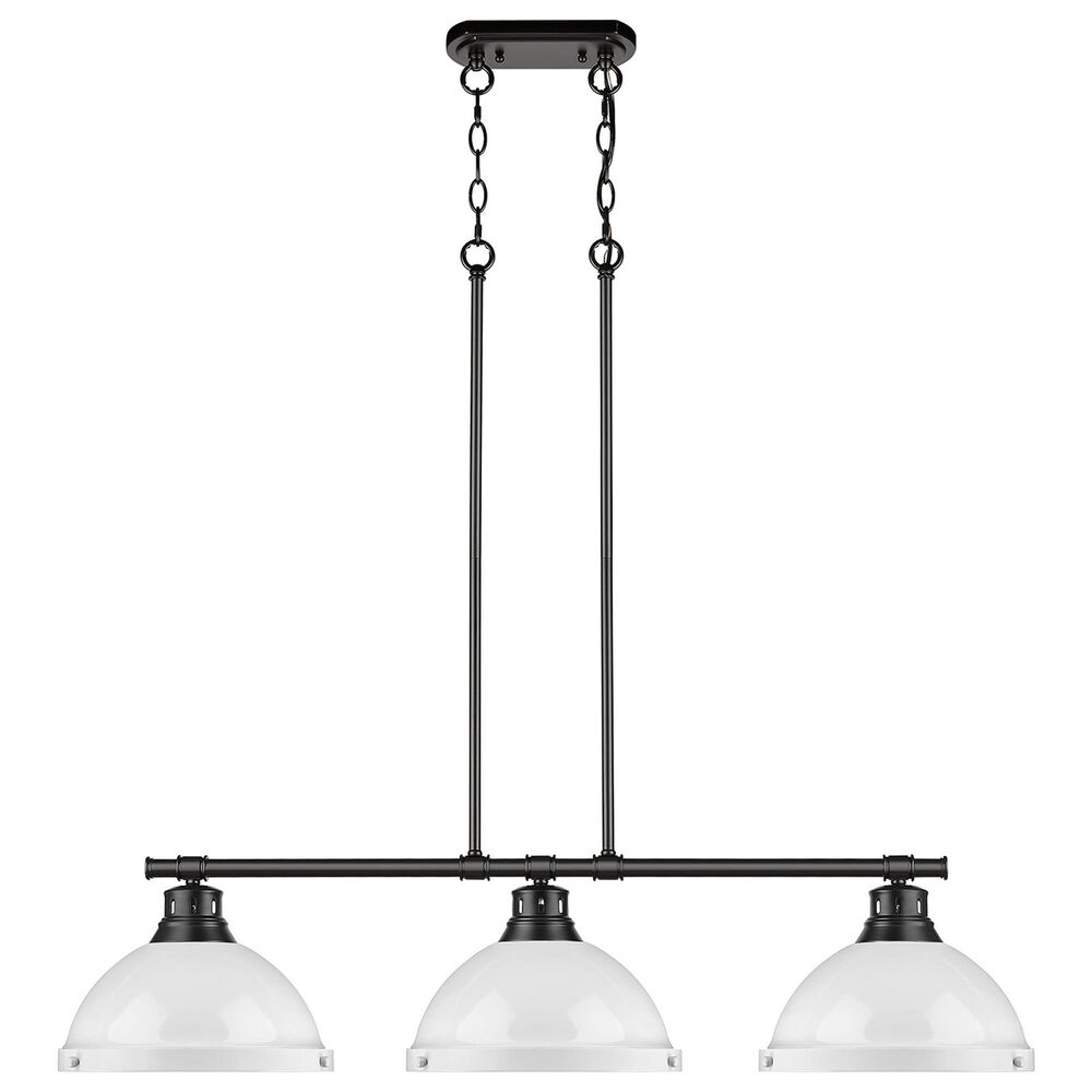 Golden Lighting Duncan 3-Light Pendant with White Shade in Matte Black, , large