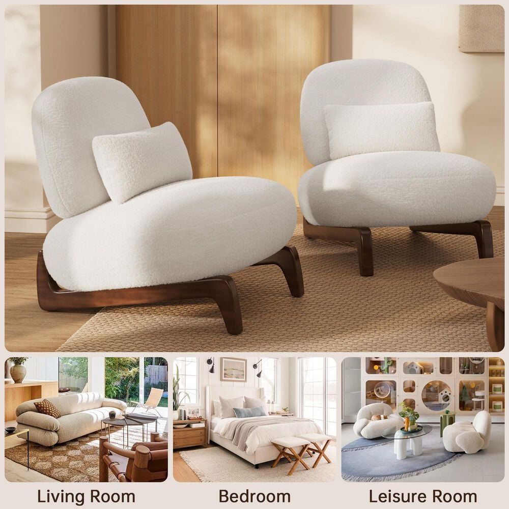 Morden Fort Cloud Boucle Armless Chair in White (Set of 2), , large