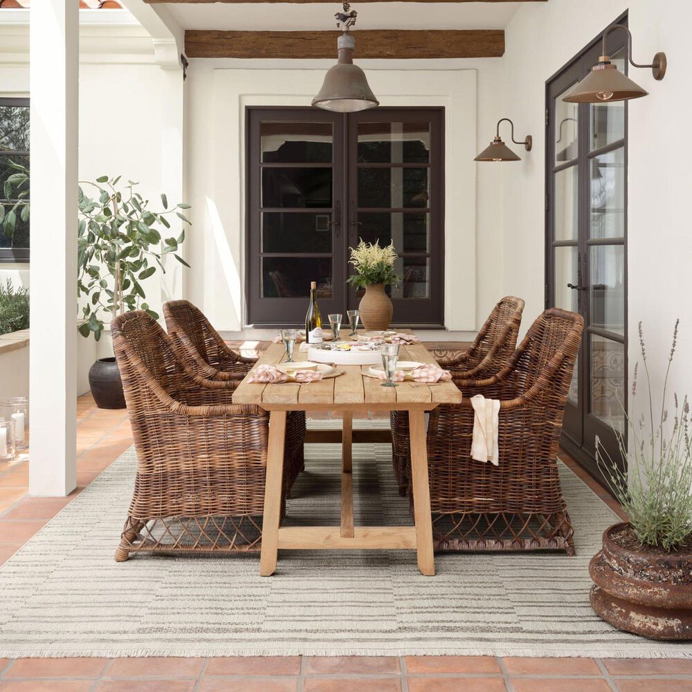 Amber Lewis x Loloi Malibu MAB-03 5&#39;1&quot; x 7&#39;7&quot; Ivory and Dove Indoor/Outdoor Area Rug, , large