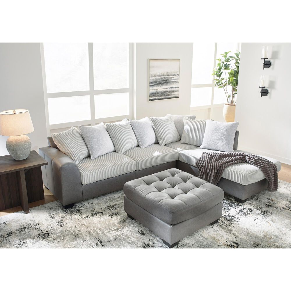 Ashley Clairette Court Oversized Accent Ottoman in Alloy, , large