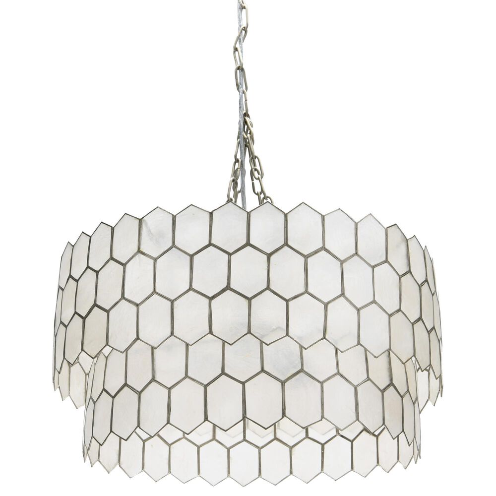 Creative Coop Carlisle 2-Tier Honeycomb Chandelier with Matte Silver Shade, , large