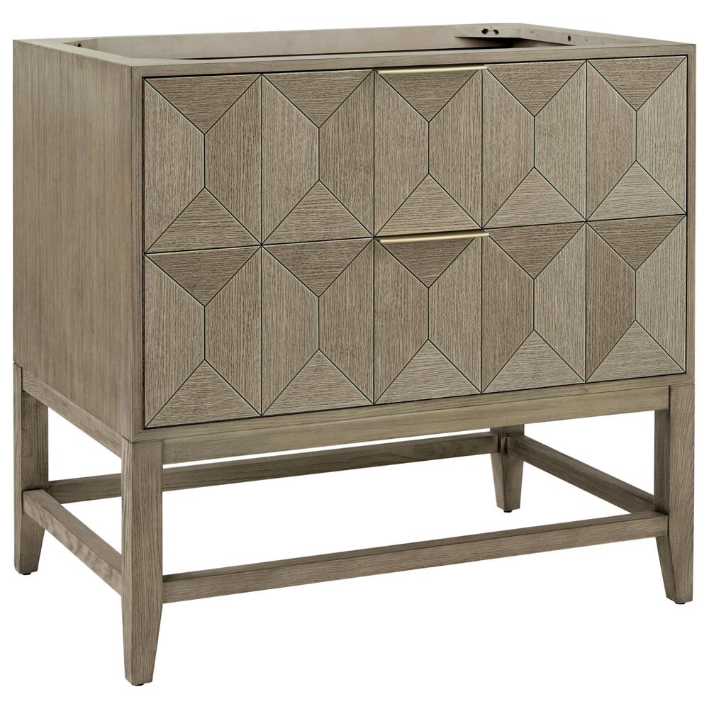 James Martin Vanities Emmeline 36" Single Bathroom Vanity in Pebble Oak with Single Hole 3 cm White Zeus Quartz Top and Rectangular Sink, , large