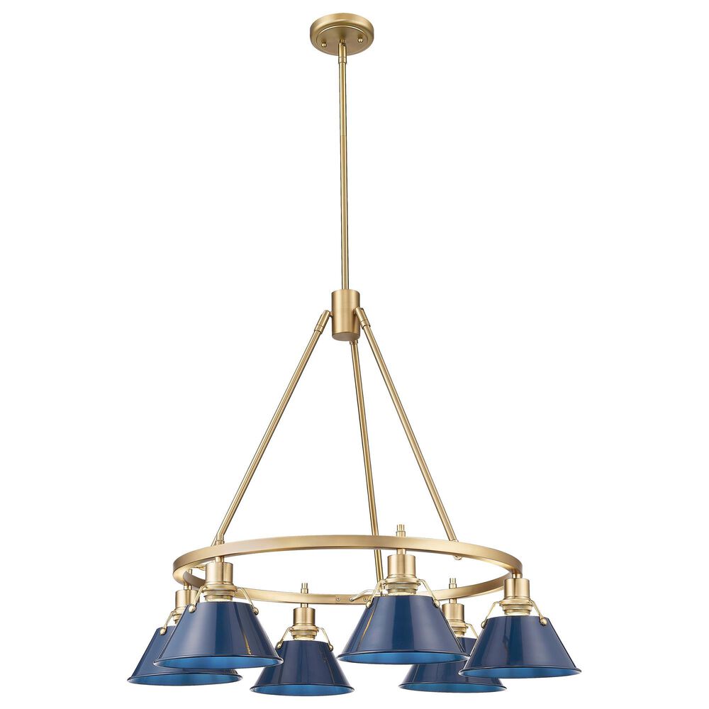 Golden Lighting Orwell 6-Light Chandelier with Matte Navy Shade in Brushed Champagne Bronze, , large