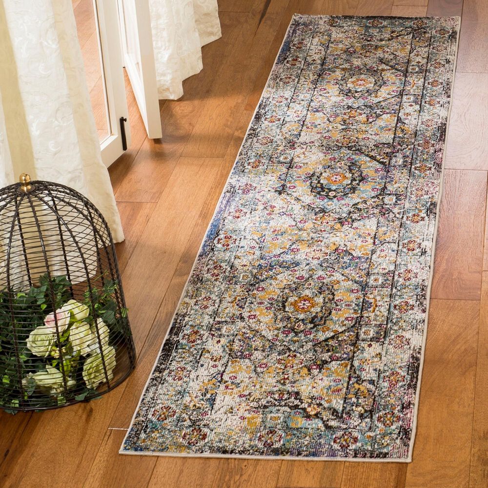 Safavieh Aria ARA199B 2&#39; x 8&#39; Blue and Multicolor Runner, , large
