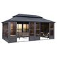 HOMLUX 12" x 20" Outdoor Hardtop Gazebo with Aluminum Frame, Double Galvanized Roof, Detachable Windows, Solarium Sunroom in Gray, , large
