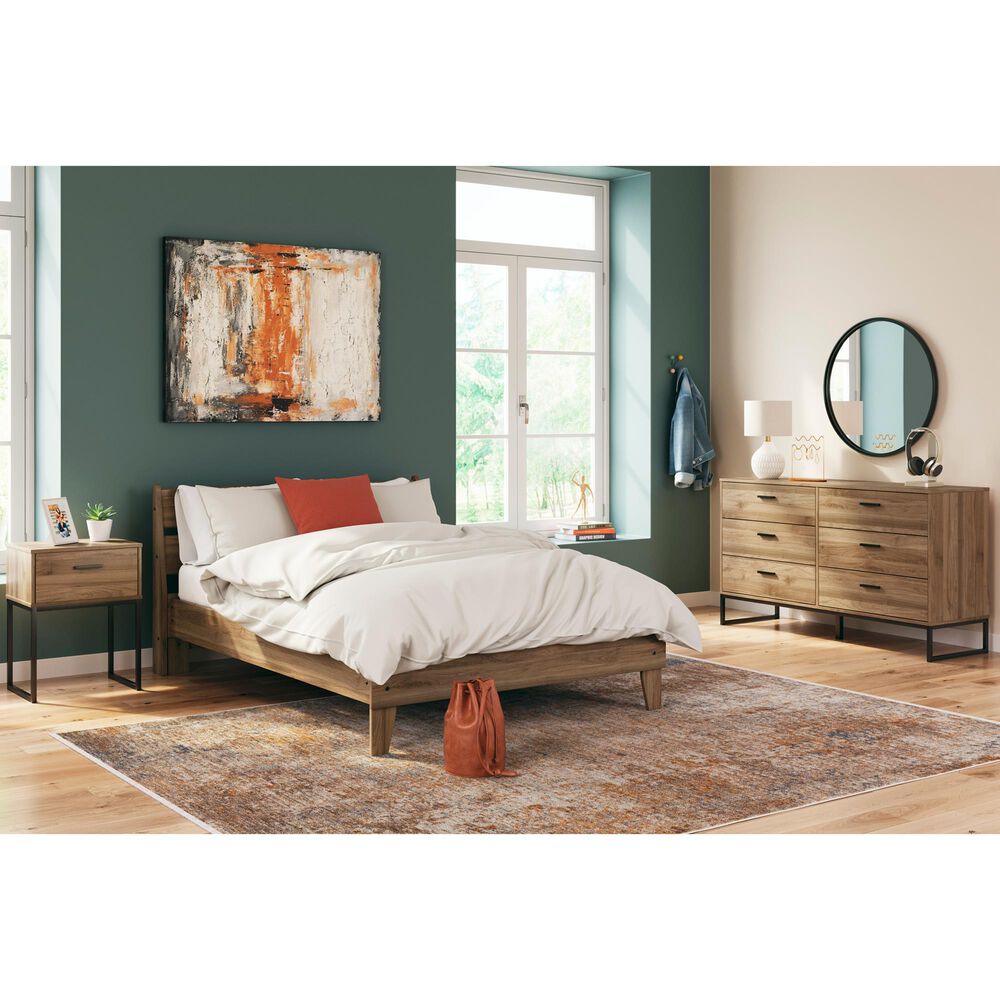 Ashley Deanlow 6-Drawer Dresser in Honey Brown and Dark Pewter, , large