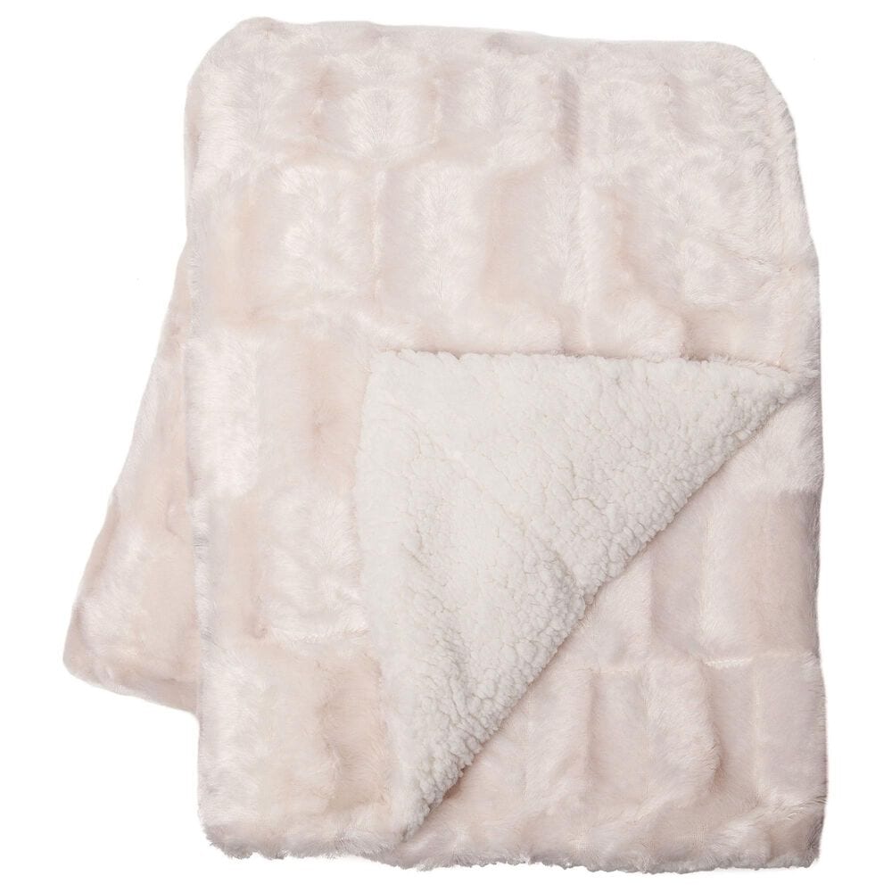 Chanasaya Home 50&quot; x 65&quot; Deco Faux Fur Throw Blanket in Creme, , large