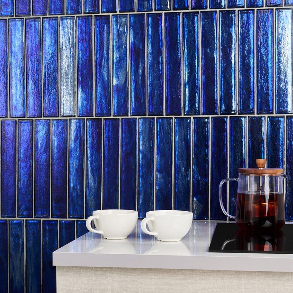 Soho Studio Artemis Brick Cobalt Ice 2" x 12" Glass Subway Tile, , large