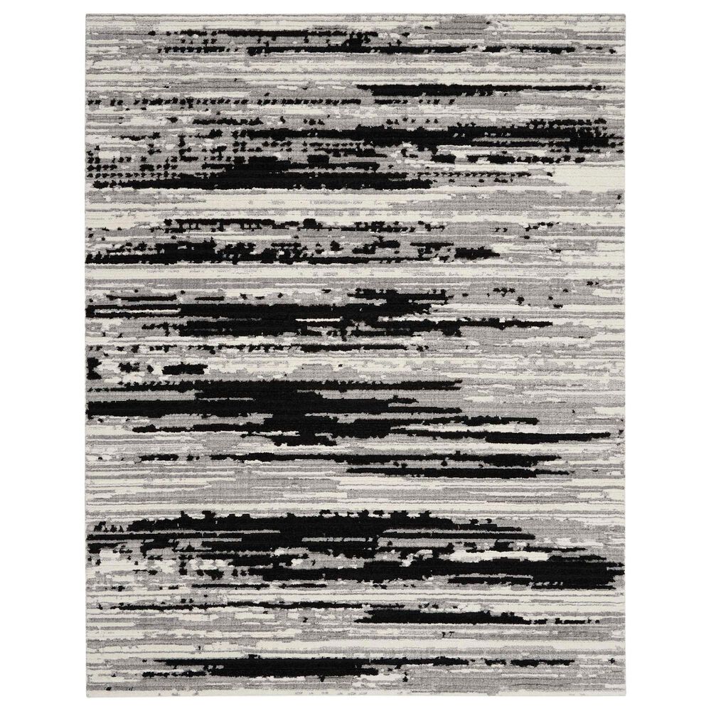 Nourison Zermatt ZER02 9" x 12" Ivory and Charcoal Area Rug, , large