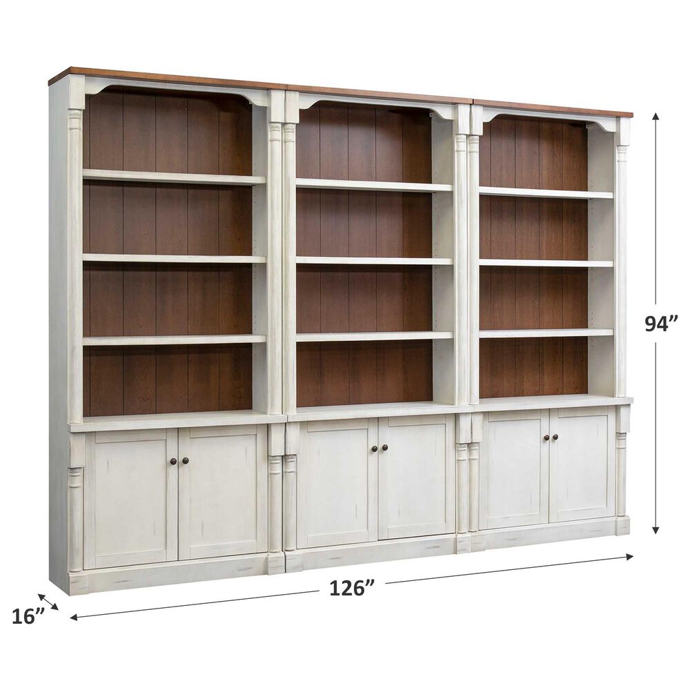 Wycliff Bay Durham 4-Shelf Adjustable Bookcase in Weathered White and Cherry &#40;Set of 3&#41;, , large
