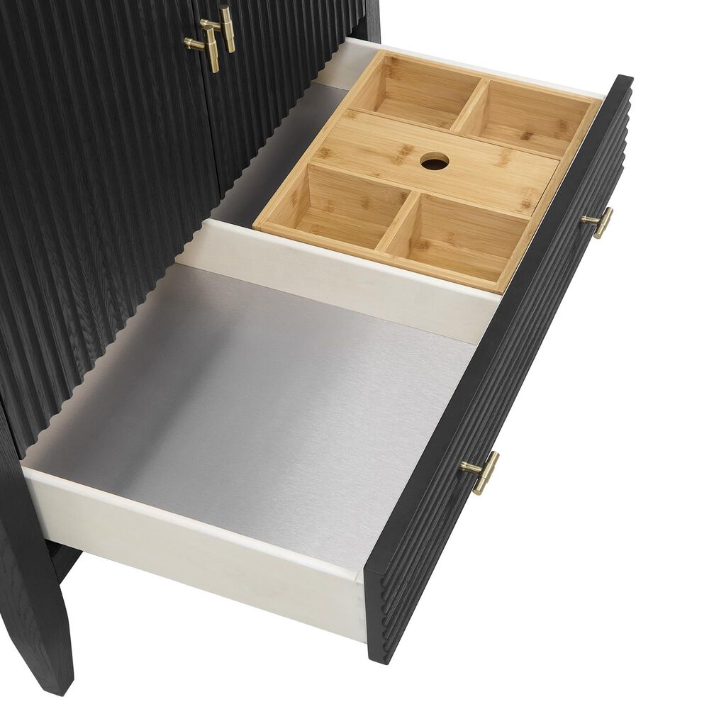 James Martin Vanities Myrrin 36&quot; Vanity in Carbon Oak with 3 cm Arctic Fall Solid Surface Top, , large
