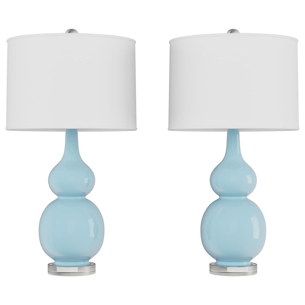 Timberlake Double Gourd Vintage Table Lamp in Spa Blue and Clear (Set of 2), , large