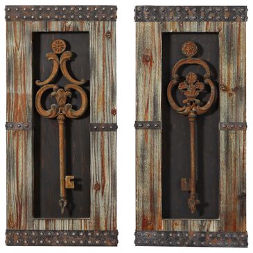 Maple and Jade 30" x 14" Wall Decor in Antique Brown (Set of 2), , large