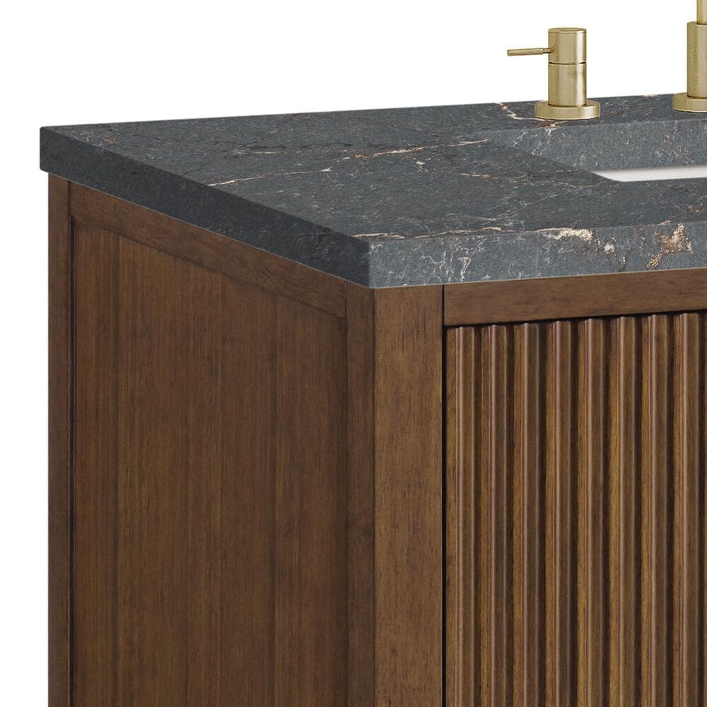 James Martin Vanities Myrrin 36&quot; Vanity in Mid-Century Walnut with 3 cm Parisien Bleu Quartz Top, , large