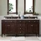 James Martin Vanities Brittany 72" Double Bathroom Vanity in Burnished Mahogany with 3 cm Victorian Silver Quartz Top and Rectangular Sinks, , large