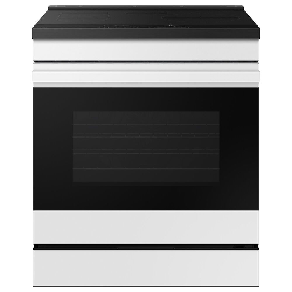 Samsung Bespoke Bespoke 6.3 Cu. Ft. Smart Slide-In Electric Induction Range with Ambient Edge Lighting and Air Sous Vide in White Glass, , large