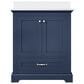 Lexora Home Dukes 30" Single Bathroom Vanity in Navy Blue with 2 cm White Cultured Marble Top and Rectangular Sink, , large