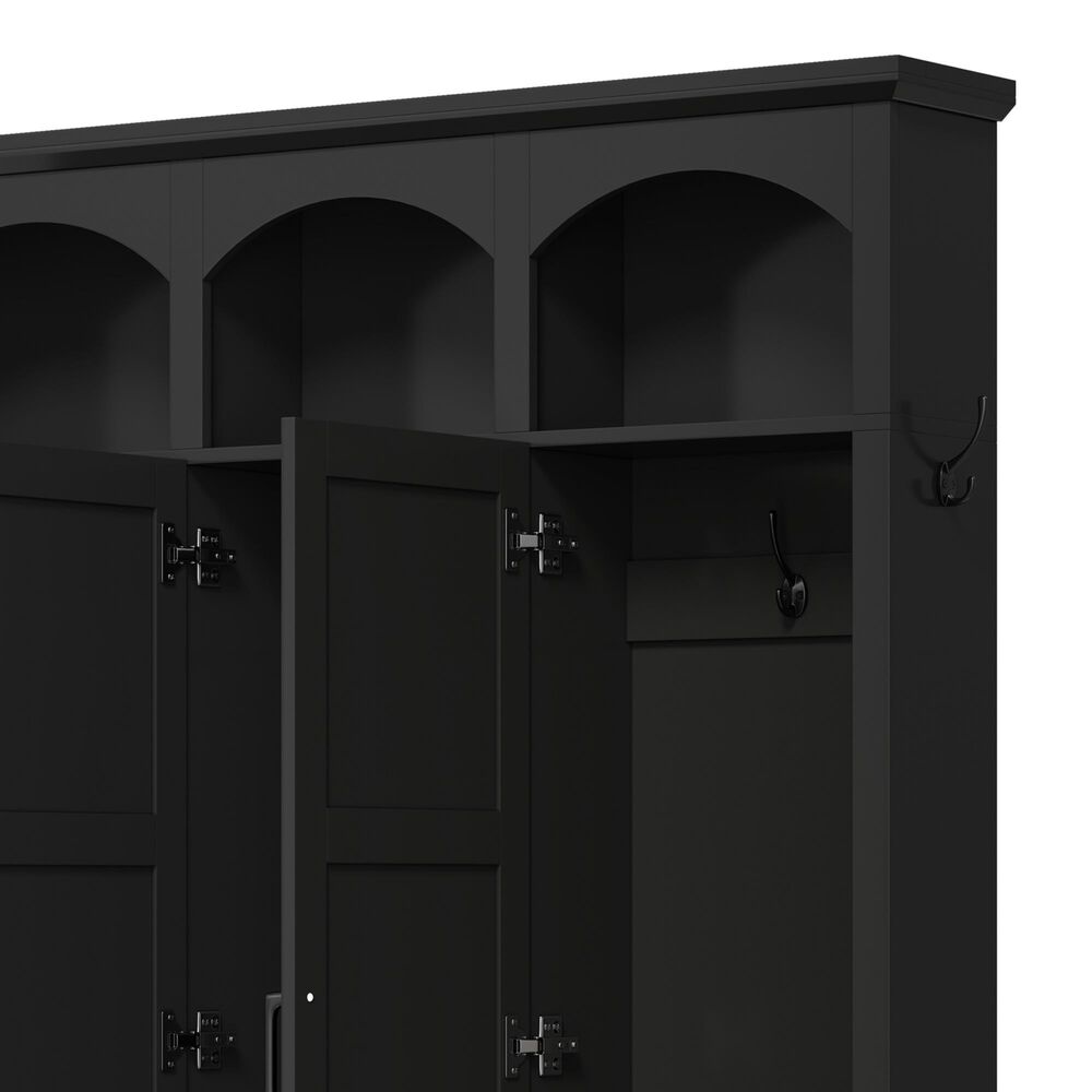 HOMLUX 5-Hook Hall Tree with 3 Hidden Storage in Black and Walnut, , large