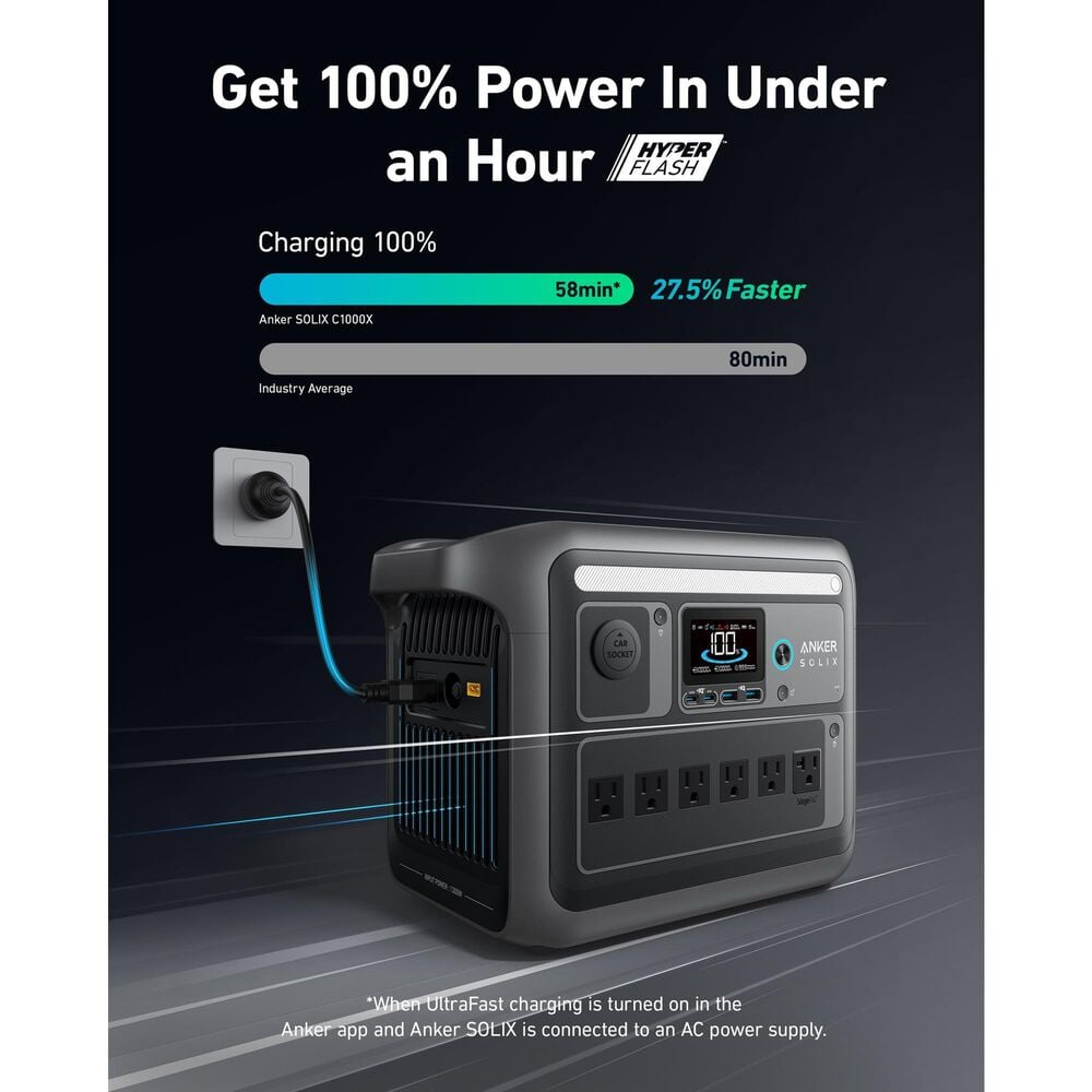 Anker Solix C1000X Portable Power Station in Gray, , large