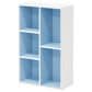 HOMLUX 5-Cube Reversible Storage Bookshelf in White and Light Blue, , large
