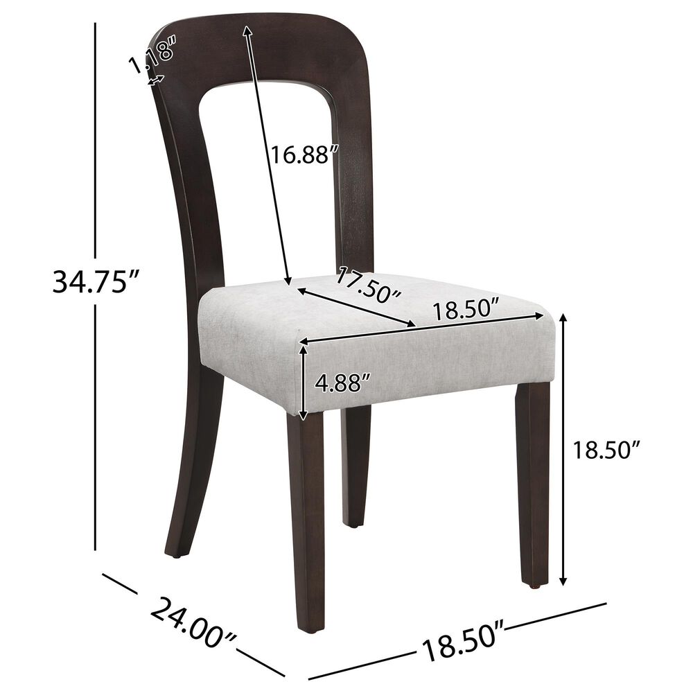 Hearth and Haven Upholstered Side Chair with Gray Cushion in Dark Brown &#40;Set of 2&#41;, , large