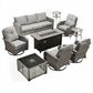 HOMLUX 9-Piece Outdoor Conversation Set in Dark Gray, , large