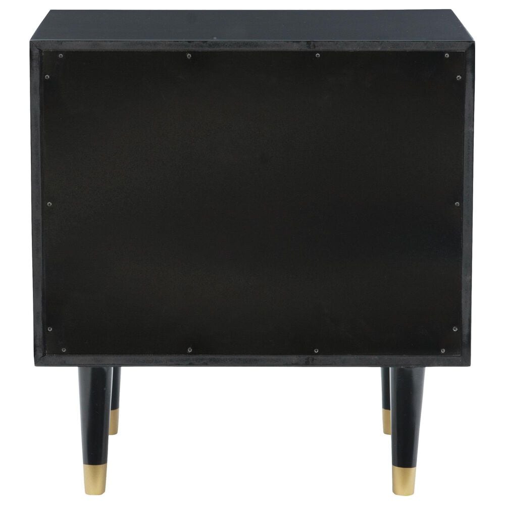 Linon Home Decor Geo 2-Drawer Texture Nightstand in Black and Gold, , large