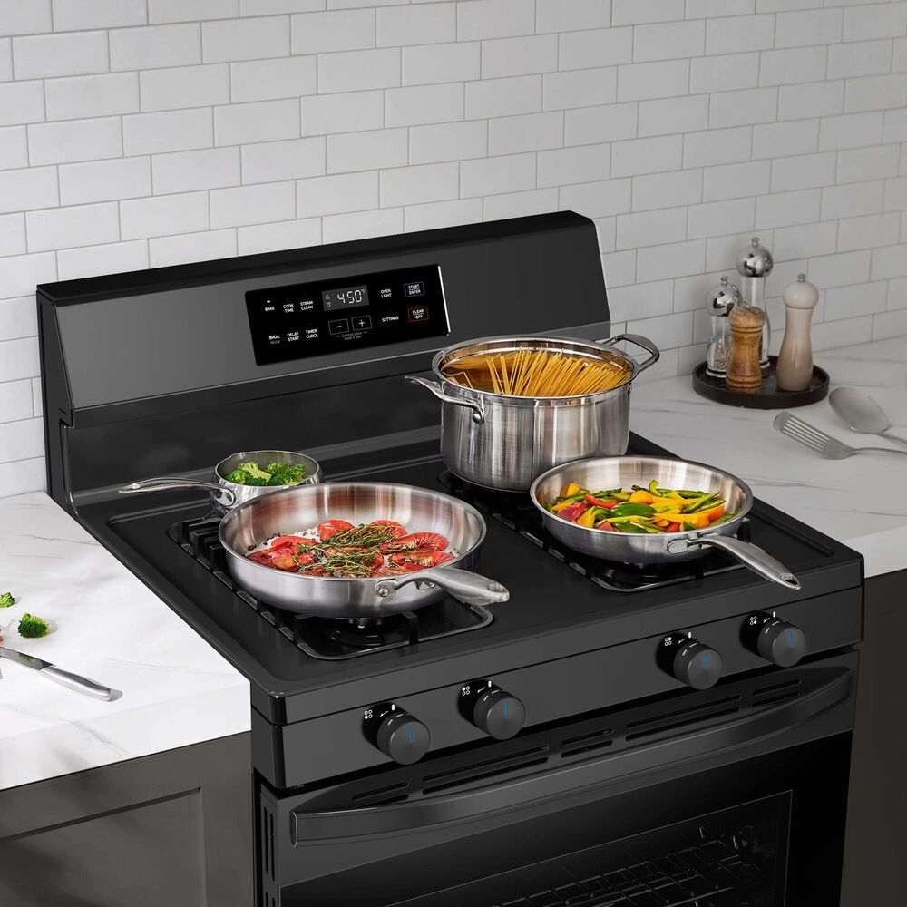 Midea 6.1 Cu. Ft. 4-Burner Freestanding Gas Range with Steam Cleaning in Black, , large