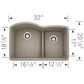 Blanco Diamond 32" 1-3/4 Double Bowl Kitchen Sink with Low Divide in Truffle, , large