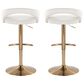 LumiSource Grotto Adjustable Bar Stool with White Velvet Upholstery in Gold (Set of 2), , large