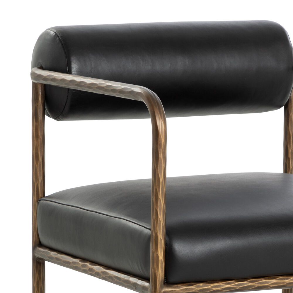 Club Collection By Sunpan Ajani Arm Chair with Charcoal Black Cushion in Antique Brass, , large