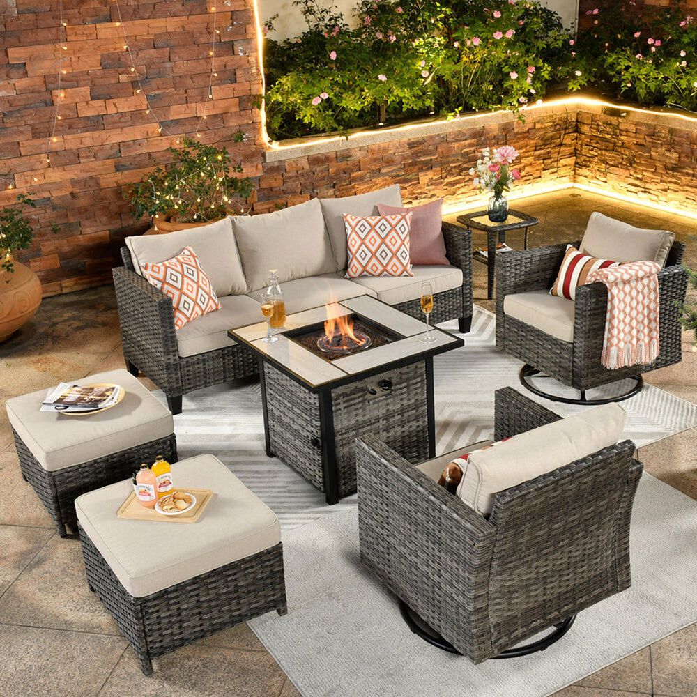 HOMLUX 7-Piece Patio Sofa Set in  Beige, , large