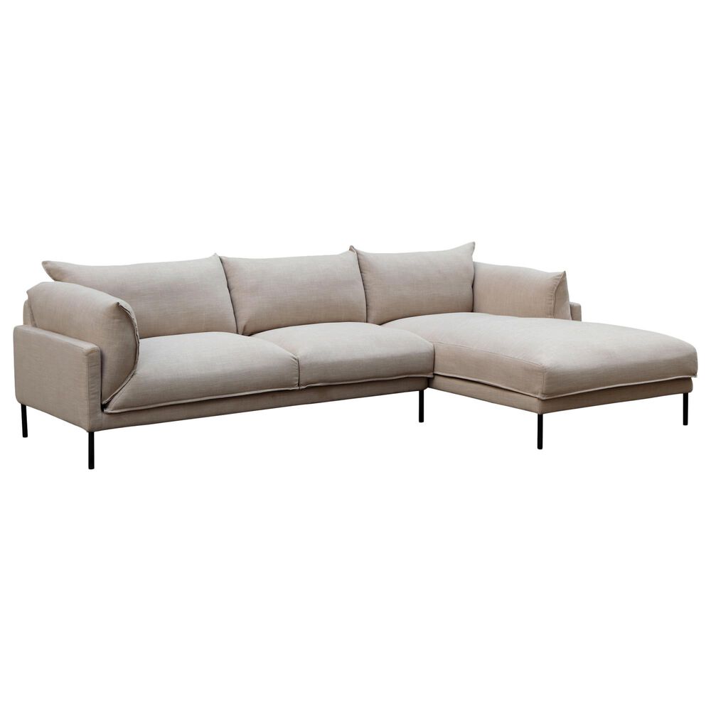 Moe"s Home Collection Jamara 2-Piece Right Facing Stationary Sectional with Chaise in Beige, , large