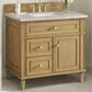 James Martin Vanities Lorelai 36" Single Vanity in Light Natural Oak with 3 cm Eternal Jasmine Pearl Quartz Top, , large