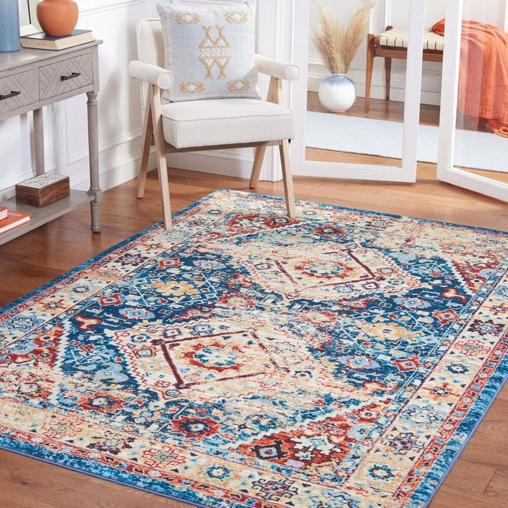 Safavieh Riviera 5&#39;5&quot; x 7&#39;7&quot; Blue and Gold Area Rug, , large