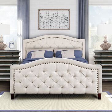 Accentric Approach Portfolio Queen Platform Upholstered Bed in Beige, , large