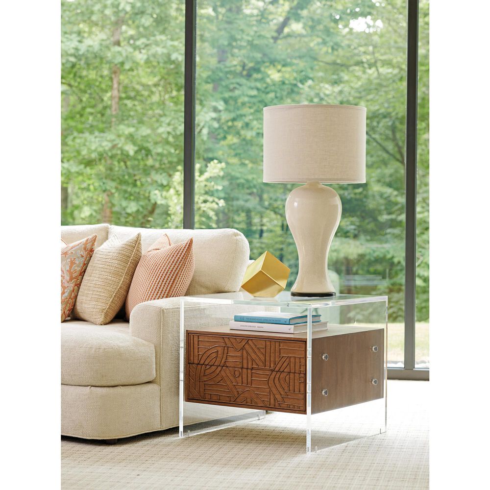 Lexington Home Brands Palm Desert Arden Lamp Table in Tan and Clear, , large