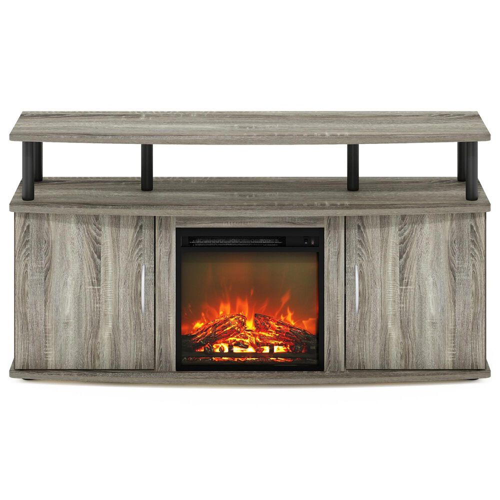 HOMLUX 47" TV Stand with Electric Fireplace and 2 Doors in French Oak Grey and Black, , large