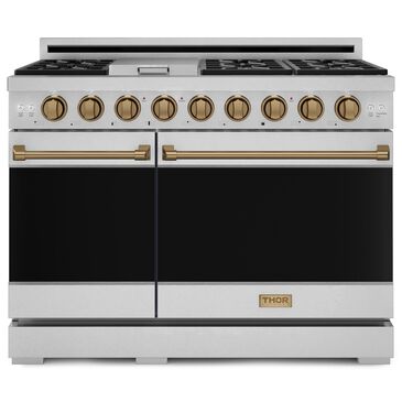 THOR KITCHEN Gordon Ramsay 6.8 Cu. Ft. 48" Professional Liquid Propane Range with Bronze Handle Kit in Stainless Steel, , large