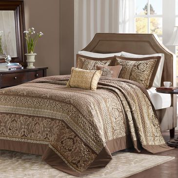 Hampton Park Bellagio 5-Piece Queen Reversible Bedspread Set in Brown/Gold, , large