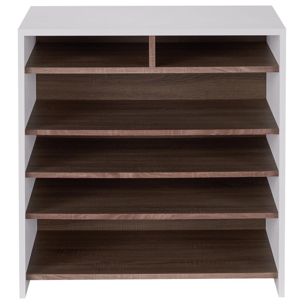 Furniture of America Parker 6-Shelf Shoe Cabinet in White and Brown, , large