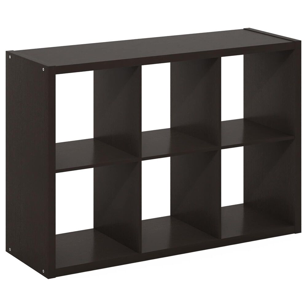 HOMLUX 6-Cube Reversible Open Back Bookshelf in Dark Oak, , large