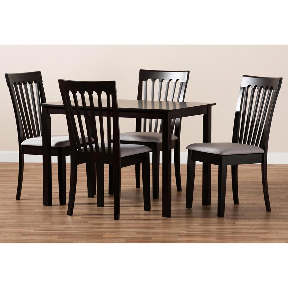 Baxton Studio Dining Chair in Gray and Espresso (Set of 4