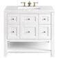 James Martin Vanities Breckenridge 36" Single Bathroom Vanity in Bright White with 3 cm White Zeus Quartz Top and Rectangular Sink, , large